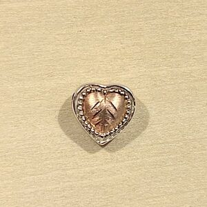 Black His Gold Sterling Silver 925 12k Pendant Heart Leaf Coleman CCO Reversible